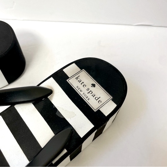 Kate Spade Rhett Platform Wedge Black/White Stripe Flip Flops Size 9 - Picture 7 of 15